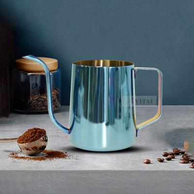 China New Viable Blue Gooseneck Spout Pour Over Coffee Kettle Small Mouth Coffee Tool Hand Brew Pot for sale