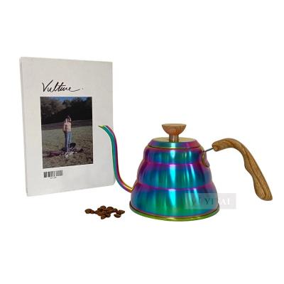 China Sustainable Manual Stainless Steel Rainbow Gooseneck Pour Over Coffee Drip Kettle for sale