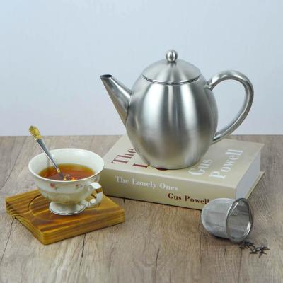 China Minimalist Egg Shape 1200ml 304 Stainless Steel Teapot Water Pot With Strainer for sale