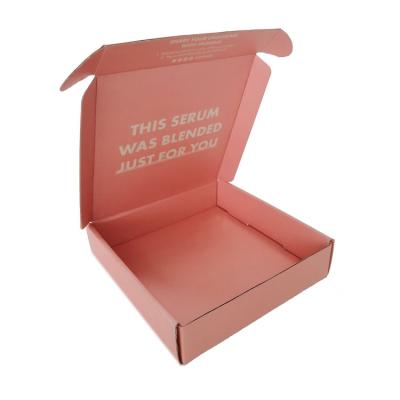 China Recycled Materials Free Sample Both Sides Printed Pink Corrugated Paper Shipping Boxes Custom Logo for sale