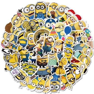 China 50pcs Decorative Sticker Minions Peel And Stick White Glossy Vinyl Label Graffiti Custom Die Cut Stickers For Laptop for sale