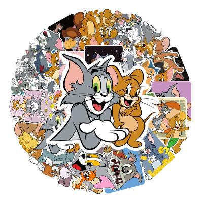 China 50pcs Tom And Jerry Sticker Cartoon Waterproof Stickers Car Decorative Scooter Suitcase Suitcase Stickers for sale