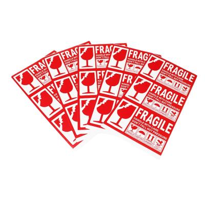 China Amazone Red Fragile Waterproof Shipping Label Caution Label Sticker Paper Sheet For Thermal Transfer Printer for sale