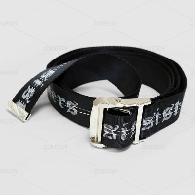 China ZONESIN Industrial Custom Name 3.8 Cm Wide Woven Canvas Fabric Belts Long for sale