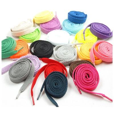 China ZONESIN Flat Bulk Quality Colorful Shoe Laces Custom Recycled Cotton Flat Laces No Min Order for sale