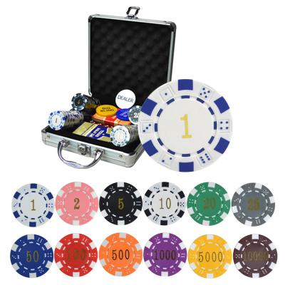 China New 100PCS/Set ABS Casino Texas Hold'em ABS Poker Chip Set With Aluminum Box for sale