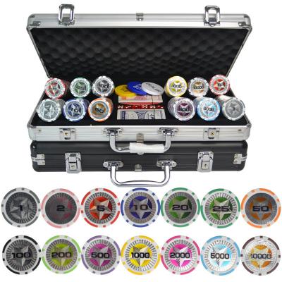 China Poker Chips Sets, 300pcs/set 11.5g Colorful ABS Casino ABS Clay Chips Texas Hold'em Poker Chips Sets +Aluminum Box for sale