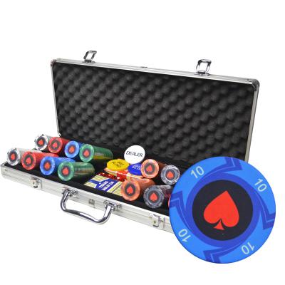 China Round 400PCS/LOT Fishing Ceramic Heart Coins Texas Hold'em Poker Ceramic Chip Entertainment Chips Aluminum Suitcase Set for sale