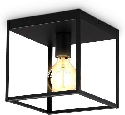 China Metal Matt Cage Ceiling Light Black Morden 1-Bulb Cage Ceiling Light E27 Socket for sale