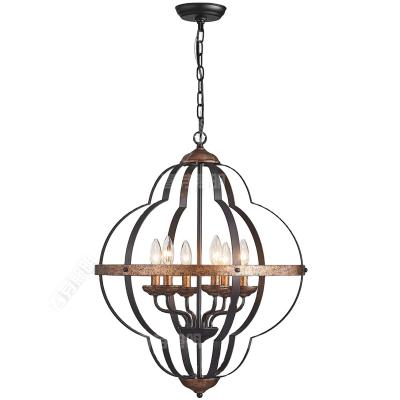 China Vintage Industrial Rustic Metal Chandelier Foyer Chandelier Globe 6-Light Adjustable Height Dining Bedroom Light Light for sale