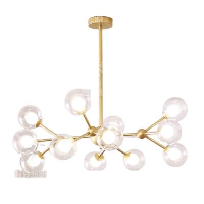 China Modern chandelier for bedroom, globe ceiling light for living room, 12 lights, G9 LED bulbs in gold for sale