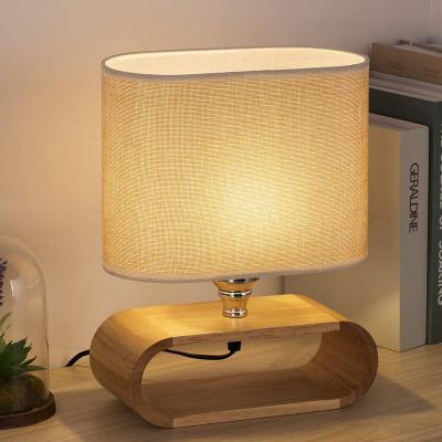 China European wooden bedside desk cloth recharging table lamp for sale