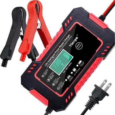 China 12V 2Ah-100Ah 12V Universal Car Battery Charger 6A Motorcycle Battery Repair Pulse Lithium Battery Off/On Portable Charger for sale