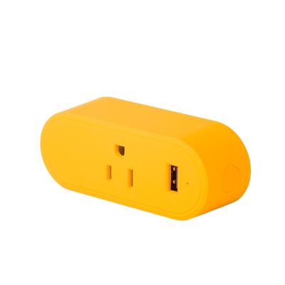 China Yellow Remote Control Amazon Alexa USB Charger Plug 120V Mini Wifi Outlet Works With Alexa Smart Life for sale