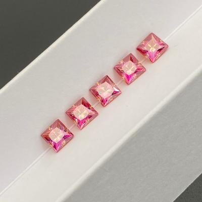 China Red Loose Moissanite Stone VVS1 Square Shape Princess Cut Synthetic Moissanite Bracelets For Jewelry for sale