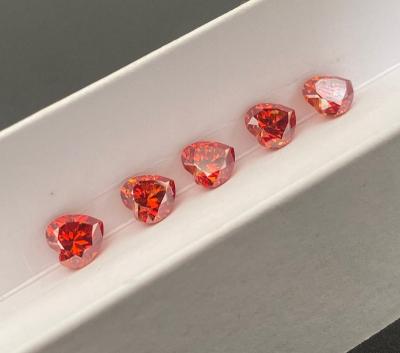 China Orange Heart Loose Stone Cut Red Moissanite Diamond For Moissanite Jewelry Making Bracelets VVS1 for sale