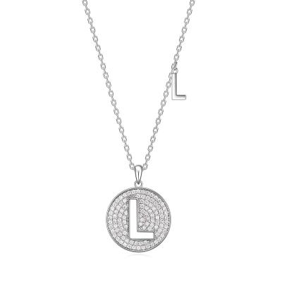 China HOT SALE Letter High Quality 925 Sterling Silver Moissanite Diamond Women's L Necklace for sale