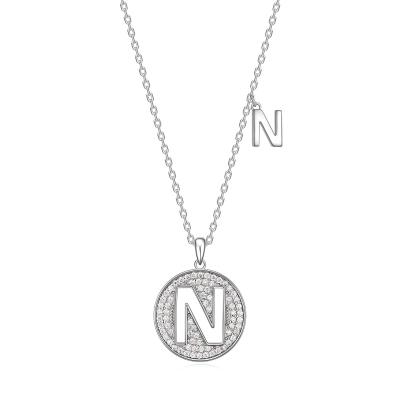 China Hot Selling Trendy HOST Letter N 925 Sterling Silver Moissanite Diamond Women's Necklace for sale