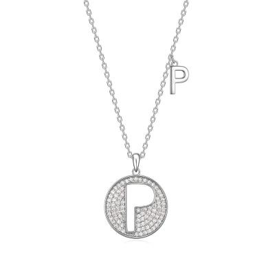 China Hot Selling Trendy Host Fashion Letter P Necklace 925 Sterling Silver Moissanite Diamond Women High Quality for sale