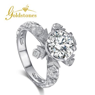 China Romantic Custom Available For 9K 14K 18K White Round Brilliant 2CT 8mm Gold Cut Moissanite Ring For Ladies for sale