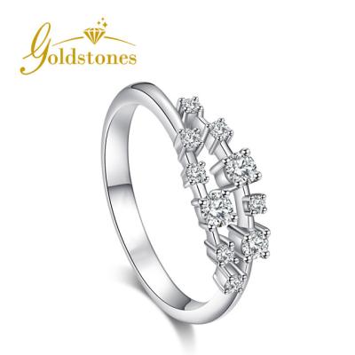 China Romantic Custom Available For 9K 14K 18K White Gold 0.2CT Round Brilliant Cut Moissanite Ring For Ladies for sale