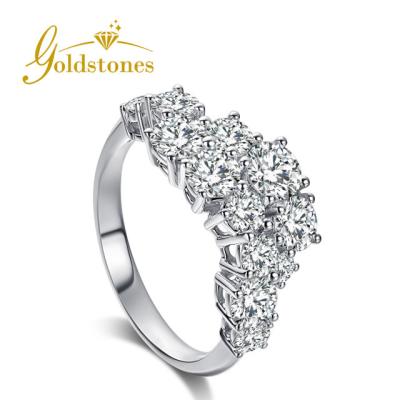 China Romantic Custom Available For 9K 14K 18K Totall 2.2CT 12pcs Brilliant Round Cut Moissanite Ring For Ladies for sale