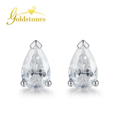 China 9K 14K 18K Gold 1CT 5*8mm VVS Cut Moissanite Luxury Fashion Jewelry White Pear Shaped Stud Earrings for sale