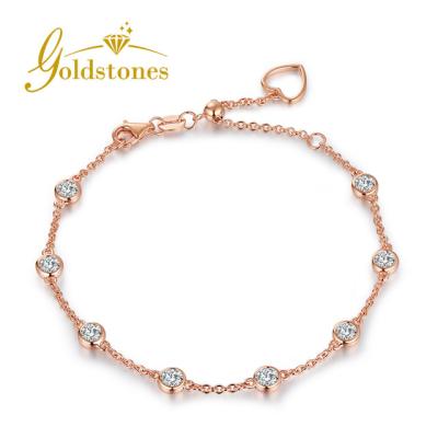 China TRENDY Fine Jewelry Bracelets Customized Cut Shiny Moissanite Rose Gold 9K 14K 18K Round Bracelet for sale