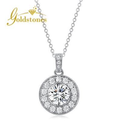 China Latest Fashion Design Customization 9K 14K 18K Round Brilliant Cut 2CT 8mm Gold Necklace Jewelry for sale