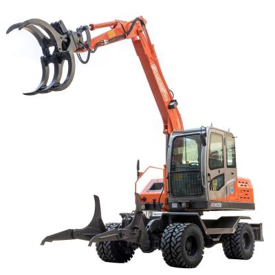 China Wooden Farms Jinggong Loader Grabber Wheel Excavator With Log Grapple for sale