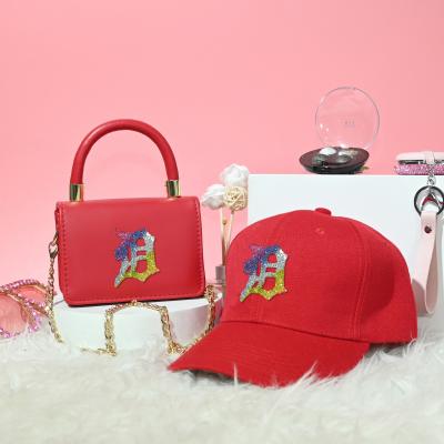 China Fashiong Latest Design High Quality 2021 Latest Design Rainbow Detroit Logo Women's Handbag Detroit Hat And Purse Multiple Set For Ladiers for sale