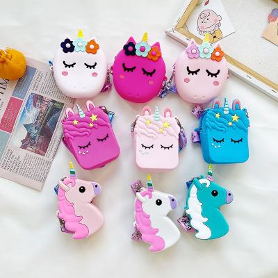 China New Arrival Fashion Unicorn Kids Silica Gel Bag Mini Coin Purse Baby Girls Kids Cross Body Child Purses For Little Girl for sale