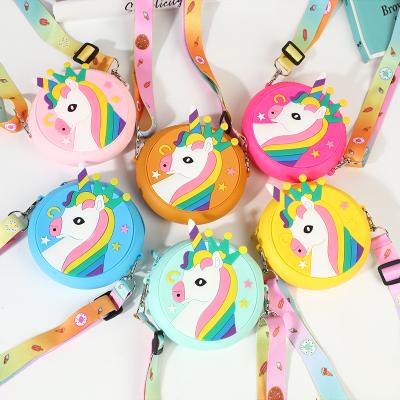 China Fashion Unicorn Kids Silica Gel Bag Mini Coin Purse Baby Girls Kids Cross Body Child Purses For Little Girl for sale