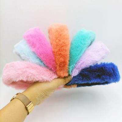 China Autumn Winter Sweet Retro Beauty Korean Cute Headband Faux Fur Bunny Rabbit Faux Fur Headband For Woman for sale