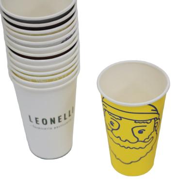 China Disposable 8oz 12oz 16oz Plus Size Disposable Printed Single Wall Disposable Paper Cups Customized Design for sale