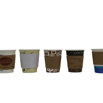 China Disposable Heat Proof Double Wall Paper Cups With Paper Sleeves for sale