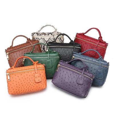 China 100% Eco-friendly Hot Sale Fashion Designer Ostrich Skin Females Bags Grab Small Handbags For Women for sale