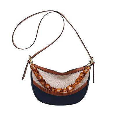 China 100% new design fashion trend lady messenger bag border hot-selling wholesales eco-friendly acrylic chain armpit bag for sale