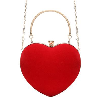 China 100% Velvet Heart Shape Eco-Friendly Wedding Women Party Purse Dinner Banquet Lady Clutch Handbag Girls Evening Clutch Bag for sale