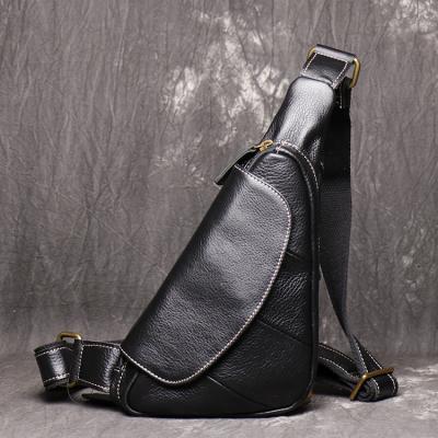 China Anti-theft Cow Leather Men Waist Bag Sports Fanny Pack Large Capacity Mobile Phone Shoulder Bag for sale