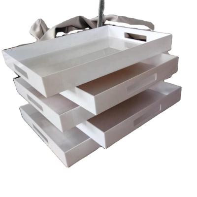 China Acrylic Serving Tray Display Clear Tray With Handle For Hotel And Restaurant Use for sale