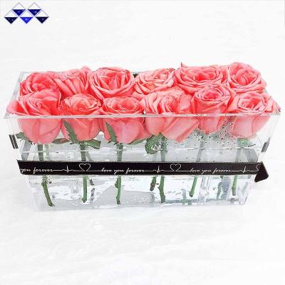 China High Quality Custom Acrylic Flower Display Cube Florist Display Rack Flower Box for sale