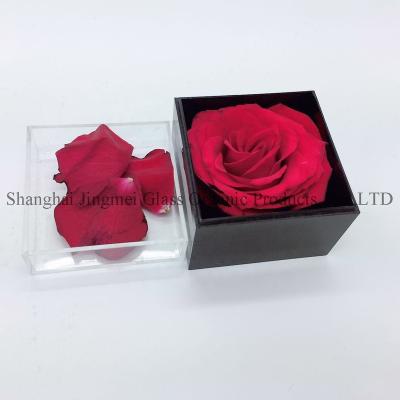 China Warranty Commercial Site Inspection Customized Plexiglass Jewelry Box 1 Hole Mounted Acrylic Flower Display Box for sale