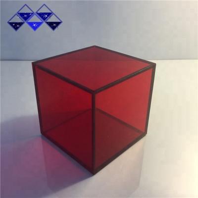 China Custom Viable Plexiglass Cube Red Plastic Decorative Acrylic Box for sale