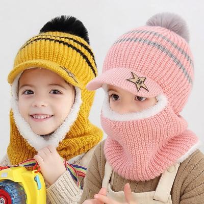 China Character Baby Beanie Scarves Knitted Hat Kids Winter Hats Earmuffs Boys Girls Kids Warm Hat Scarf Set for sale