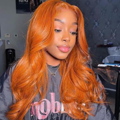 China Wholesale Orange Synthetic Body Wave GL Ginger Color 13*4 Lace Front Wigs OEM/ODM Pelucas Sinteticas For Black Women for sale