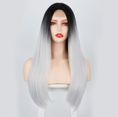 China Wholesale GL Straight 24inch 4*4 Lace Front Wigs White Ombre T Color Wigs For Black Women Medium Part Wig for sale