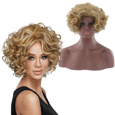 China Kinky Curls Newcomers Ready To Ship Pelucas sinteticas Natural Kinky Curly Synthetic Fiber Wigs For Black Women for sale