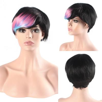 China Wholesale Price Synthetic Peluca Short Hair Rose Wigs Short Hair Net Highlight Wigs For Afro Women for sale