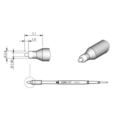 China JBC soldering tips C245117, welding bit C245-117 copper solder tips for JBC T245 handpiece for sale